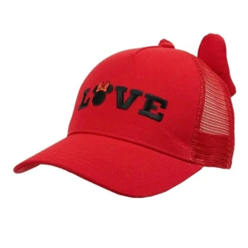 Minnie Mouse Girls Baseball Cap with Bow, Red, One Size Fits Most